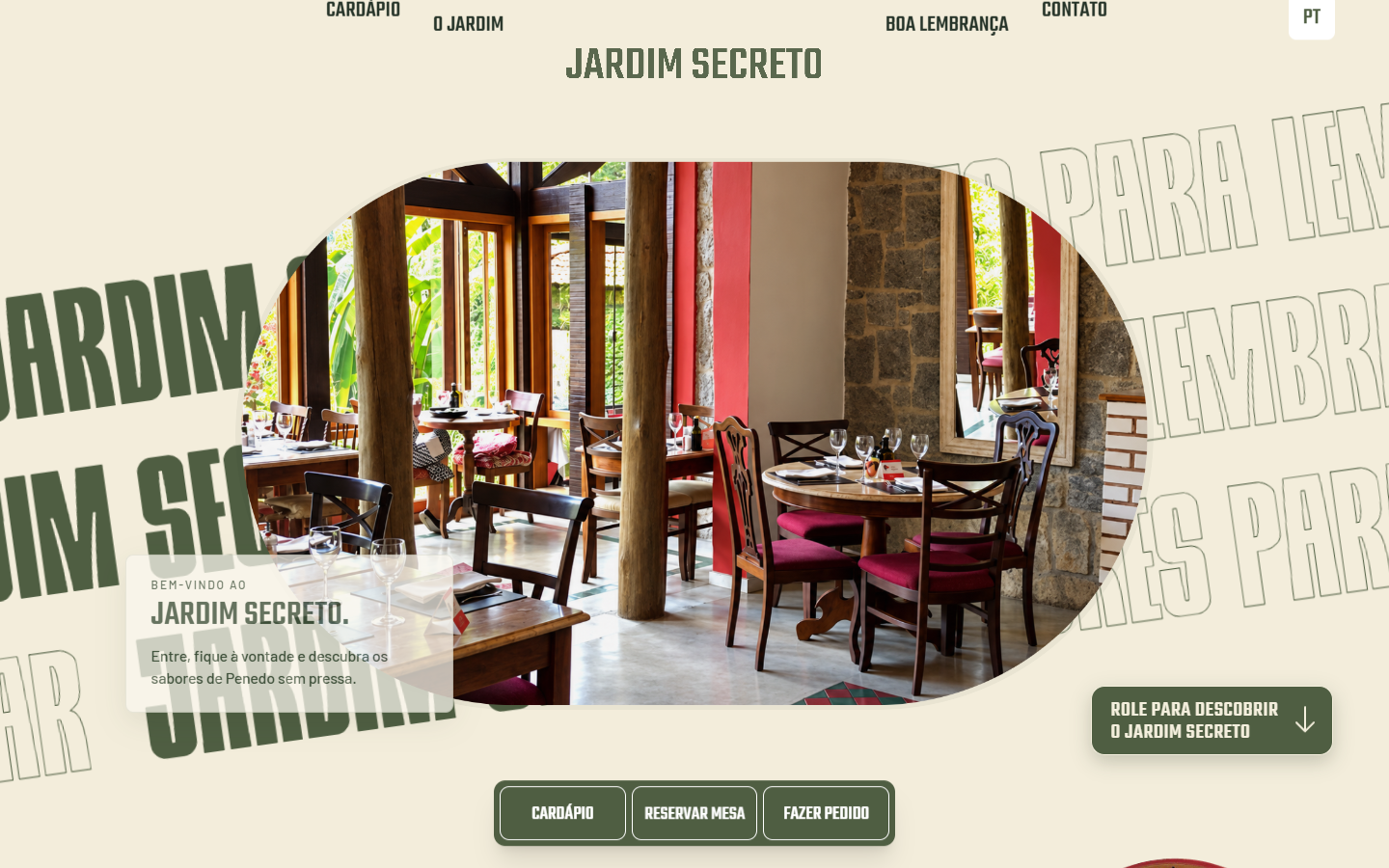 Prévia local da página inicial do Restaurante Jardim Secreto em Penedo